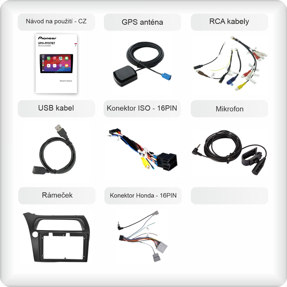 CZ PŘÍSLUŠENSTVÍ pro autorádio Pioneer SPH-PF97BT pro honda civic manual s carplay a androidauto - evtech.cz